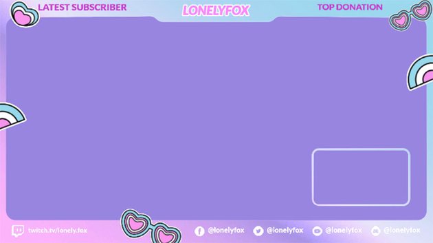Webcam Border for Twitch with Pastel Colors and Sticker Icons